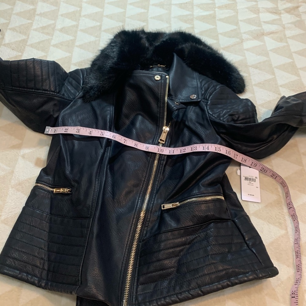 Guess Tasha jacket black faux leather moto - Picture 6 of 7
